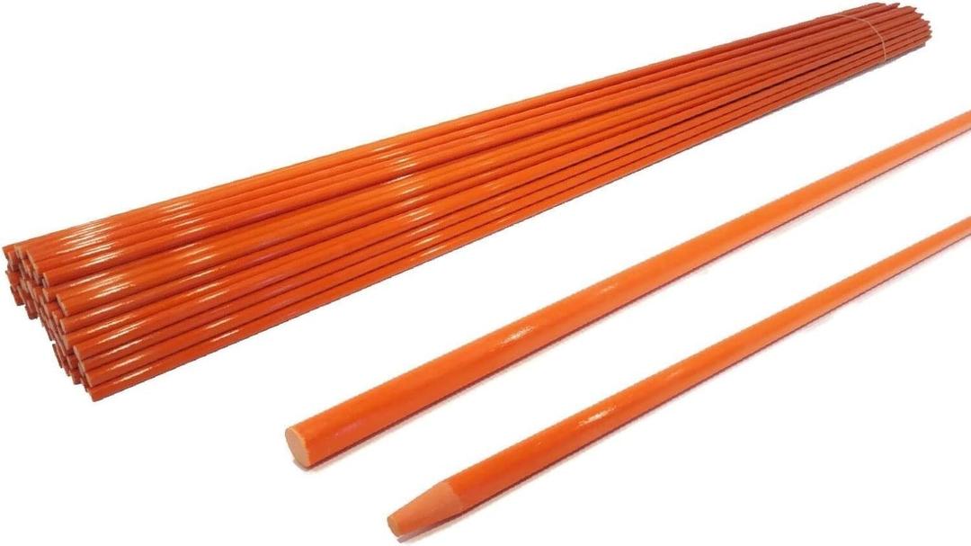 The ROP Shop | (Pack of 25) 1/4" Orange Walkway Poles Plain Markers, Heavyduty Fiberglass Rod