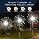 Solar Garden Lights Outdoor, 6 Pack 120 LED Twinkling Firework Lights Decorative with 2 Modes, Outdoor Waterproof Solar Starburst Light for Yard Pathway Planter Patio Decor, White