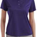 Women's Polo Shirts UPF 50+ Casual Work Quick Dry 4 Buttons Short Sleeve Collared Golf Shirt XS-4XL (Purple)
