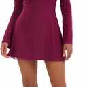 Topcloset Women's Fall Long Sleeve Mini Dress Boat Neck Going Out Cocktail Bell Sleeve Dresses Date Night Outfits (S)