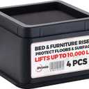 iPrimio Bed Risers 2 Inch Lift - Square, Heavy Duty, 4 Pack, Up to 10000lbs - Bed Raising Blocks, Furniture Risers, Couch Risers - Safe, Sturdy Bed Lifts for College Dorm Rooms, Tables, Desk Riser (Black)
