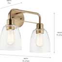 Kichler Rosh 18" LED Bathroom Vanity Light Fixture with White Glass in Champagne Bronze, Modern Minimalist Bath Bar for Mirror, Dimmable (18" W x 5" H), 55187CPZLED, 15.25"