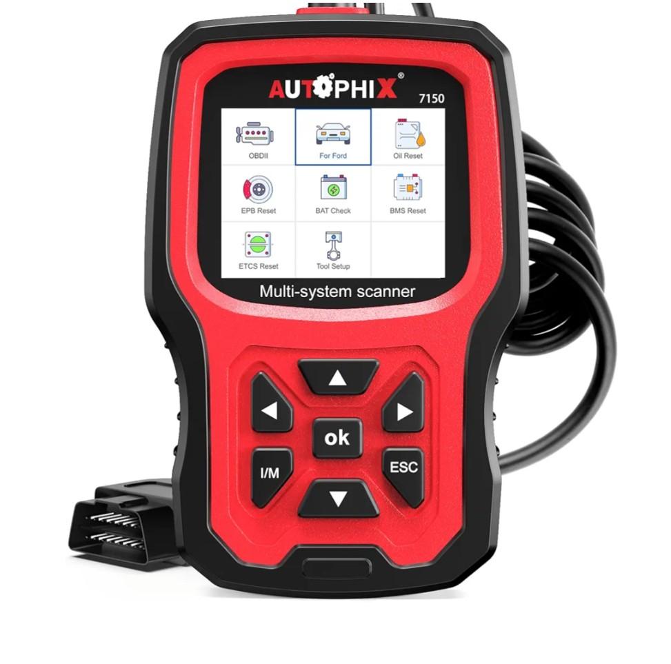AUTOPHIX 7150P+ OBD2 Scanner Fit for Ford Lincoln Mercury, Full System Diagnostic Tool with All Reset Service, Full OBD2 Code Reader with Battery Registration ABS Bleeding Oil EPB ETC Reset