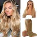 Long Straight 30 Inch Balayage Blonde Human Hair Wigs for Women 150% Density 13x4 HD Transparent Glueless Wigs Human Hair Ombre Golden Brown to Blonde Balayage Lace Front Wig Pre Plucked Hairline