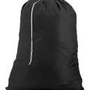 Nylon XL Laundry Bag, Large Capacity with Locking Drawstring, Machine Washable, Fits Laundry Baskets or Hampers, Holds 2 Loads of Clothes (Black, 30" x 40")