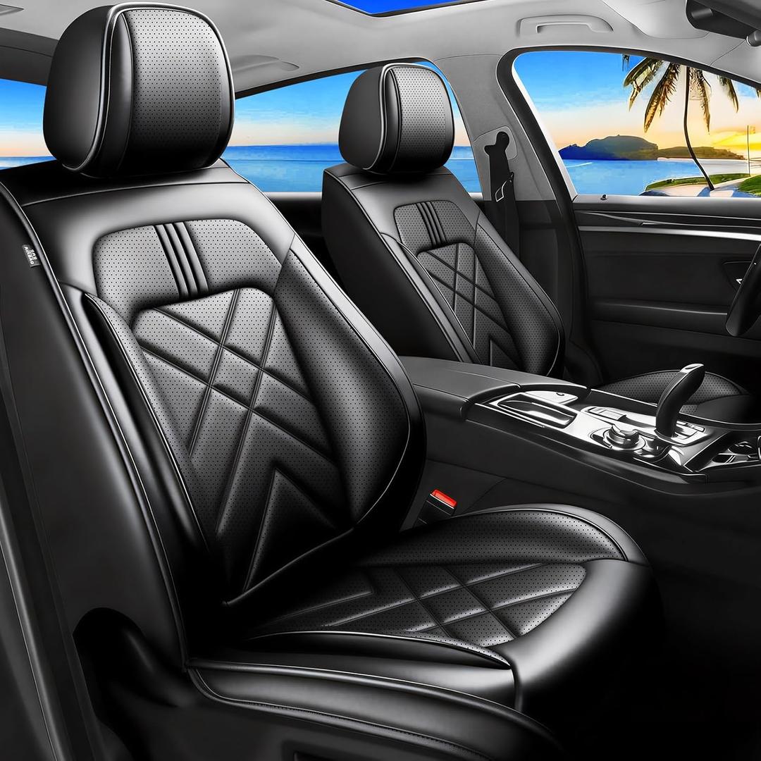 Camry Seat Covers Custom Fit for Toyota Camry 2013-2025 2026, Full Coverage Leather Waterproof Breathable Seat Covers Full Set, Automotive Seat Protectors, Airbag Compatible(5 Seats, Black)