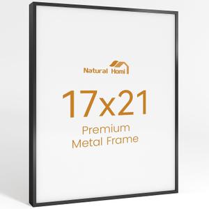 17x21 Aluminum Metal Picture Frame,Tempered Glass Black Photo Frame 17x21 for Family Photo,Posters,Art,Document to Wall Mount Horizontally or Vertically