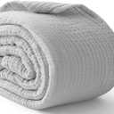 100% Cotton Muslin Blanket Large 50" x 70", Breathable and Lightweight Cotton Throw Blankets for Bed and Couch, Soft Cooling Summer Gauze Blanket for Adults All Season, Light Grey, Throw XL