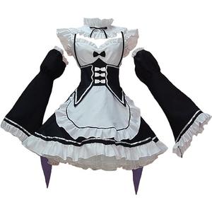 Valentines Day Outfit Women Anime Cosplay Lolita Fancy Dress Maid Dress With Socks Headwear Sets, Size L