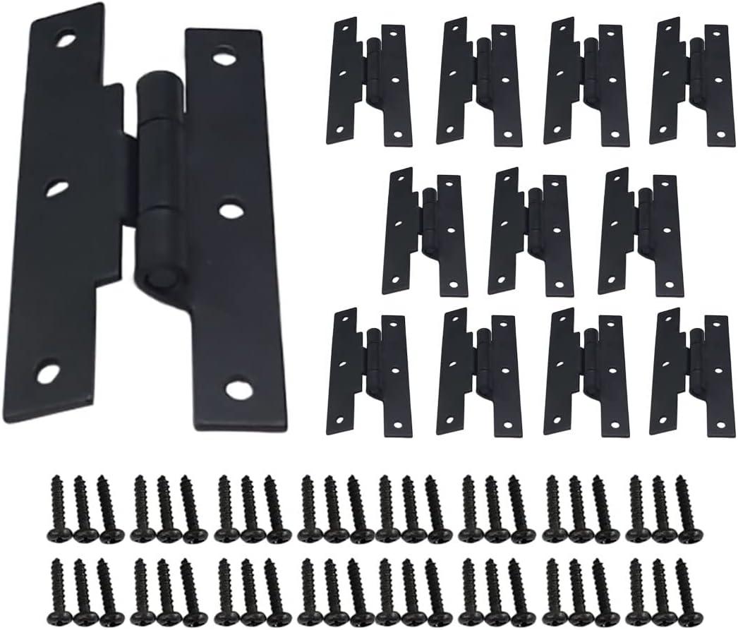 6 x QCAA Black Steel Hinge Offset for Cabinet Door, 3/8", Matte Black, 12 Pack, Made in Taiwan