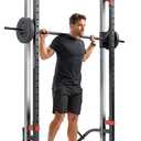 Sunny Health & Fitness Premium Smith Machine & Squat Cage Rack, Pull-Up Bar, Spotter Blocks for Weightlifting & Bench Press for Home Gym Strength Training