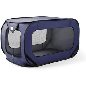 Love's cabin 36in Portable Large Dog Bed - Pop Up Dog Kennel, Indoor Outdoor Crate for Pets, Portable Car Seat Kennel, Cat Bed Collection, Dark Blue