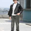 Haloumoning Boys 5-Pocket Bootcut Jeans Kids Vintage Elastic Straight Leg Denim Pants 5-14 Years (Gray)