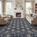 EIEIHOUSE Washable 10x14 Area Rugs for Living Room Navy Blue