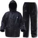 RainRider Rain Jacket Pants Suits for Men Women Waterproof Lightweight Rain Gear Workwear (Medium, Black)
