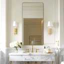 ANDY STAR Gold Bathroom Mirrors for Over Sink, 24x48 InchBrushed Gold Wall Mirror, Square Metal Framed Vanity Mirror -Modern Clean Design with Superior Stainless Steel Frame