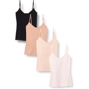 Amazon Essentials Women's Slim-Fit V-Neck Cami, Pack of 4, Size Small