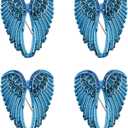 Create idea 4PCS Angel Wing Pin Brooch Rhinestone Bling Stylish Decoration Lapel Pin Badges Pendants Jewelry Accessory for Sweater Coat Scarf Backpacks Blue