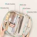 VLANDO Makeup Bag,Travel Toiletry Bag,Cosmetic Bag for Women PU Leather Portable Make up Bag for Skincare, Brushes & Travel Essentials-Mint Green