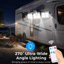 Magnetic Solar Lights Outdoor, Motion Sensor Porch RV Light with Remote IP65 Waterproof 122 LED Ultra-Bright Lighting 270° Wide Angle for Yard Garden Patio Camp