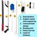 Medline Premium Hip Kit, Mobility Aids for Hip Surgery Recovery, 7-Pieces, 26" Grabber Reacher, Shoehorn, Sock-Aid, Dressing Stick, Shoelaces, Bath Sponge