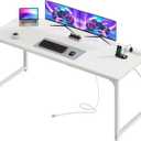 PRAISUN 63 X 24 Inch Office Computer Desk with Power Outlets and USB-C Port, Larger and Longer Gaming Desk, for Home Office, Study, Writing Work from Home Table, Metal Frame, Rustic Brown