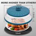 Large Microwave Splatter Cover & Silicone Mat,12 Inchs Vented Collapsible Guard dish Plate lid & Round Kitchen mat for food