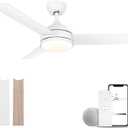 Ceiling Fans with Lights and Remote, 42 Inch Low Profile Ceiling Fan,Noiseless Reversible Dimmable Indoor/Outdoor White Ceiling Fan for Bedroom, Living Room, Dining Room