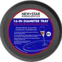 New Star Foodservice Non-Slip Tray, Plastic, Rubber Lined, Round (Black, 16-Inch)