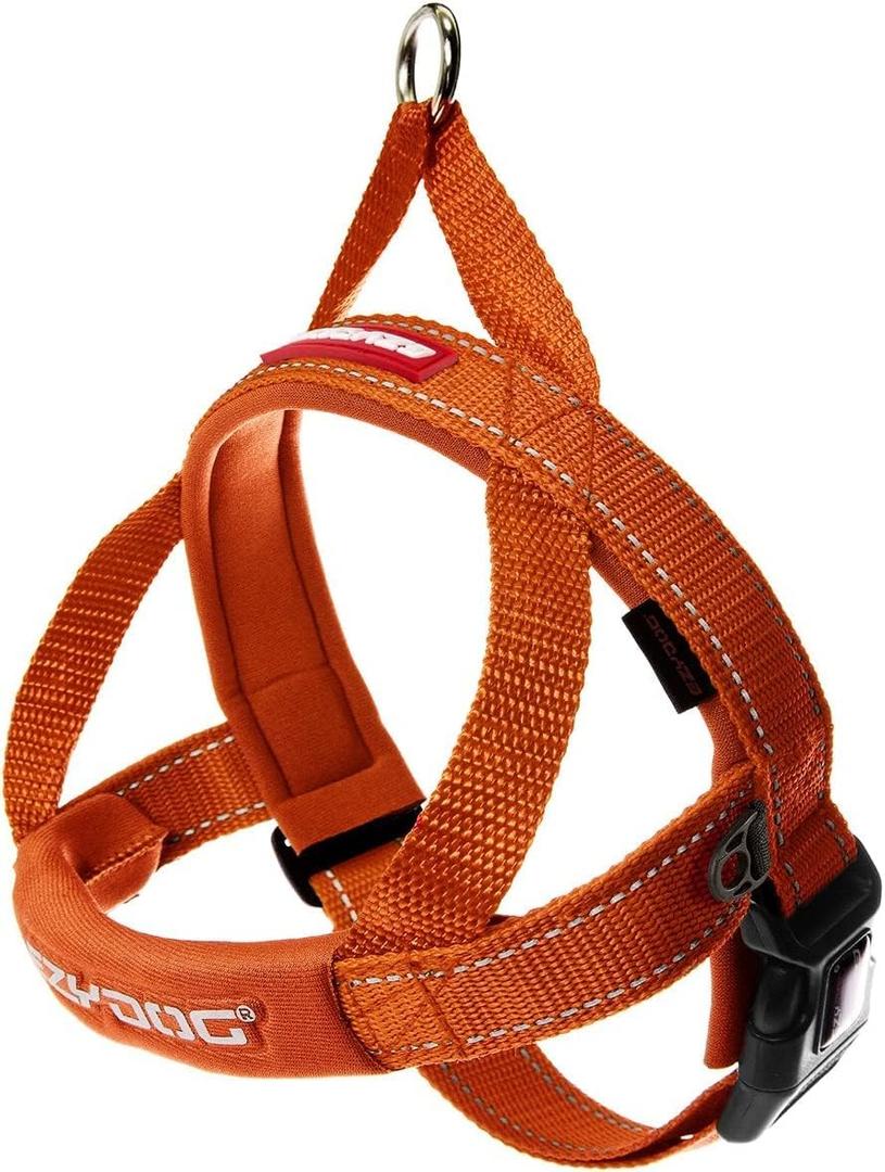 EzyDog Quick Fit Dog Harness  No Pull Harness for Training, Everyday Walking, and Easy Control - Adjustable Fit, Reflective, and Padded (Medium, Orange)