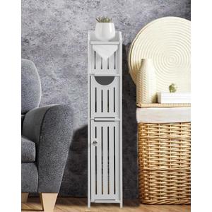 AOJEZOR Bathroom Storage Cabinet: Small Bathroom Storage Cabinet - Toilet Paper Holder Fit for Mega Roll,White (29.9''H)
