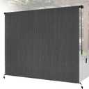 8'W x 8'H Gray Patio Shades Roll up Outdoor Roller Shade Crank Wand Blind Cordless, 90% UV Blocking & Privacy Protection for Porch|Gazebo|Pergola|Backyard (2 Splicing Tube, 1 Fabric)
