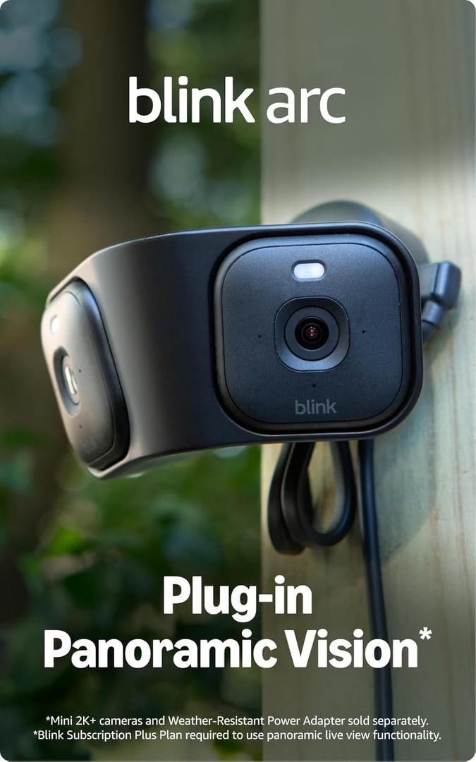 Blink Arc  Plug-in Panoramic Vision [Plus Subscription required], 180 dual-camera mount for Mini 2K+ and Mini 2 (sold separately)  Mount Accessory only (Black)