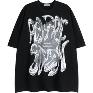 Aelfric Eden Metalic Graphic Tees Men Y2k Oversized T Shirts Women Vintage Tees Unisex Summer Tops, XL