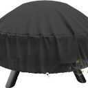 SHINESTAR Round Fire Pit Cover for 22-32 Inch Fire Pit - Waterproof and Windproof, with Straps and Built-in Vents, 32 Dia x 13.5 H, Black