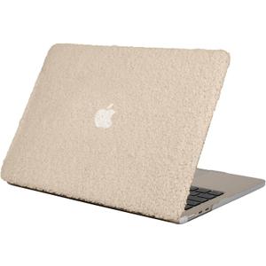 Compatible with New 2022 MacBook Air 13.6 inch Case with Touch ID, Model A2681 M2 Chip, Plush Sherpa Fluffy Hard Shell Case, Ivory
