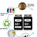 WIZINK 63XL 63 XL Black Higher Yield Ink Cartridges Replacement for HP Ink 63 for Envy 4510 4520 4512 OfficeJet 3830 4650 5200 Deskjet 1112 2132 3630 (2black)