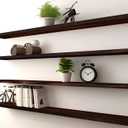PHPH 48 Inch Wood Floating Shelves for Wall, Wooden Wall Shelves for Bedroom, Set of 4 Brown