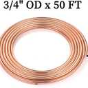 GOORY Copper Tubing 3/4" OD x 0.687" ID x 25 FT - 99.9% C12200 Pure ACR Tube - ASTM B280 Refrigeration T2 Copper Tube Soft Coil - Round Seamless Tubing for HVAC System Refrigerator Industry DIY