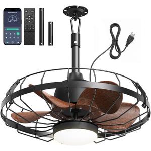 20" Outdoor Ceiling Fan with Light for Patio, IP65 Weatherproof Plug-in Gazebo Fan with Smart App & Remote, 3CCT Dimmable, 6-Speed Quiet Reversible DC Motor for Porch Pergola Canopy