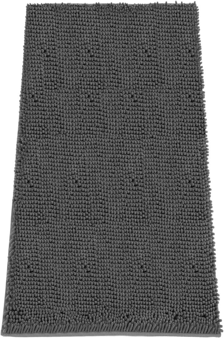 Absorbent Dog Door Mat for Muddy Paws, 60" x 30" Chenille Indoor Mats for Entryway, Trap Dirt Front Door Mat Indoor Entrance Washable Non Slip Soft (Dark Grey)