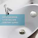 Tubular Bath Tub Drain Kit 1-1/2" with Brushed Tip-Toe Bathtub Drain Stopper, Welsan Touch-Toe Bath Plug Waste and Overflow Face Plate, PVC Plastic Pipe (Brushed Nickel)