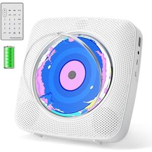 CD Player Portable Bluetooth Rechargeable: CD Players for Home with 1800mAh Kegaudio Desktop Wall CD Player with Speakers FM Radio USB Remote Control