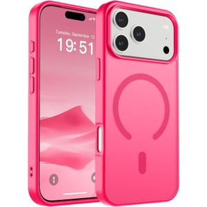 SUPFINE Magnetic for iPhone 17 Pro Max Case (Compatible with MagSafe)(Military Grade Drop Protection) Translucent Matte Shockproof with Anti-Fingerprint Phone Cover 2025,Hot Pink