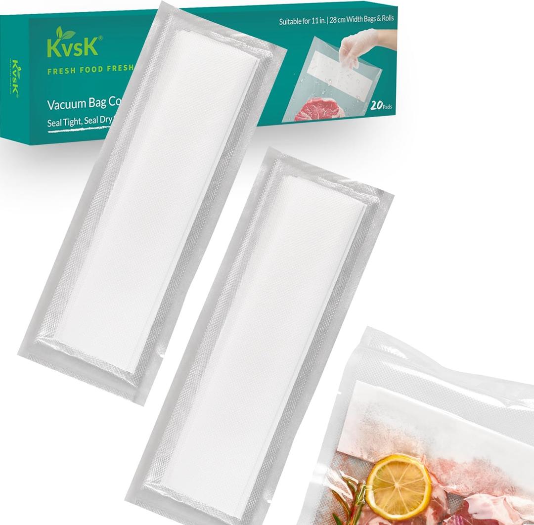 Liquid Block (20 Count) - Bag Companion, Tightly Vacuum And Seal Moist Food, Compatible with both 11" Rolls and Precut Bags, Perfect for Fresh Food Storage