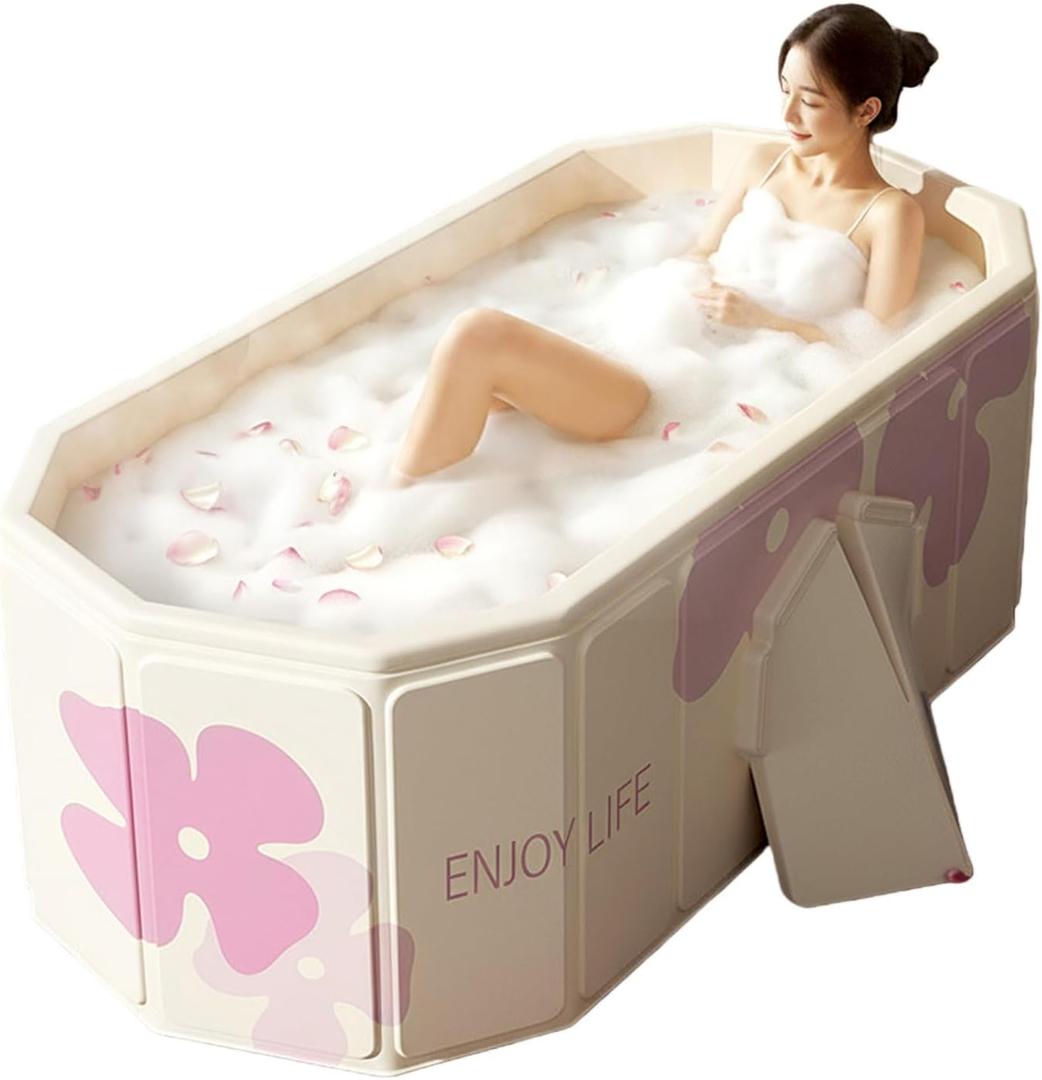 Foldable Bathtub for Adult 59'in Foldable Collapsible tub Portable Bathtub for Bathroom Folding SPA Tub for Shower Stall, Ideal for Small Spaces Folding Tub (Green, XXL: 59"L x 33.8"W x 21.6"H)
