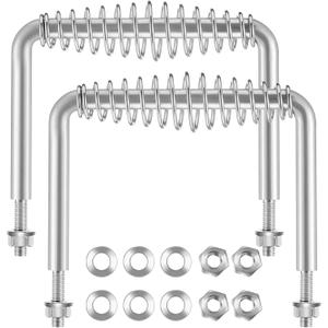 Dunzy 2 Pieces 6" Steel Spring Handle 5" Wide Overall with 1/2" Steel Rod for BBQ Pits Trailers Custom Metal Projects Wood Stove Handles Replacement Grill Barbecue Tool Sets(Silver)