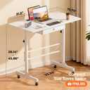 COMHOMA Small Standing Desk with Storage Drawer, Mobile Height Adjustable Rolling Sit Stand Desk with Lockable Wheels 4‑Level Portable Laptop Desk for Small Space Home Office Treadmill Workstation, 31.5 x 15.75 x 45.86 inches