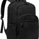 Backpack for Women,College Backpack,Quilted Casual Daypack,Waterproof Bookbag for 17Inch Laptop (Black)