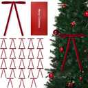 24 PCS Velvet Christmas Tree Bows Christmas Wreath Bows, Rustic Crafts Gift Bows for Christmas Tree Indoor Outdoor Decoration(3/8'' Wide, 5 * 7 inch) (Burgundy)